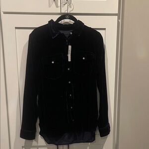 J Crew Women’s Deep Navy Lux Velvet Button Down Shirt